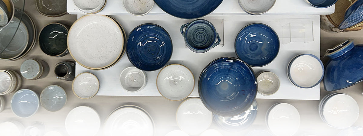 pottery banner with different bowls