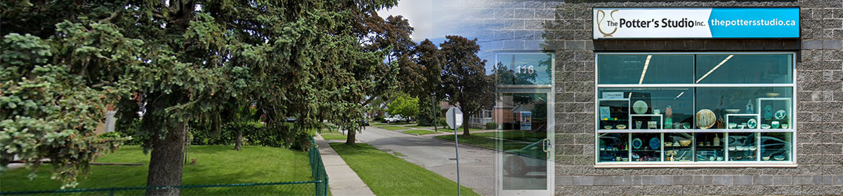 banner showing the community and the potters studio location